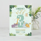 Schattigee Safari Dieren Jong Wild en Drie Verjaar Kaart (Staand voorkant)