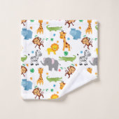 Schattigee Safari Dieren Kwekerij Patroon Bad Handdoek (Wasdoekje)