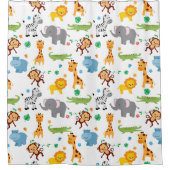 Schattigee Safari Dieren Kwekerij Patroon Douchegordijn (Voorkant)