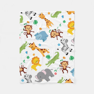 Schattigee Safari Dieren Kwekerij Patroon Fleece Deken