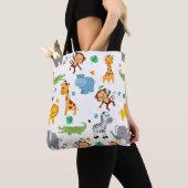 Schattigee Safari Dieren Kwekerij Patroon Tote Bag (Dichtbij)
