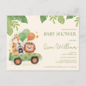 Schattigee Safari Dieren Leafy Baby shower Invitat Briefkaart (Voorkant)