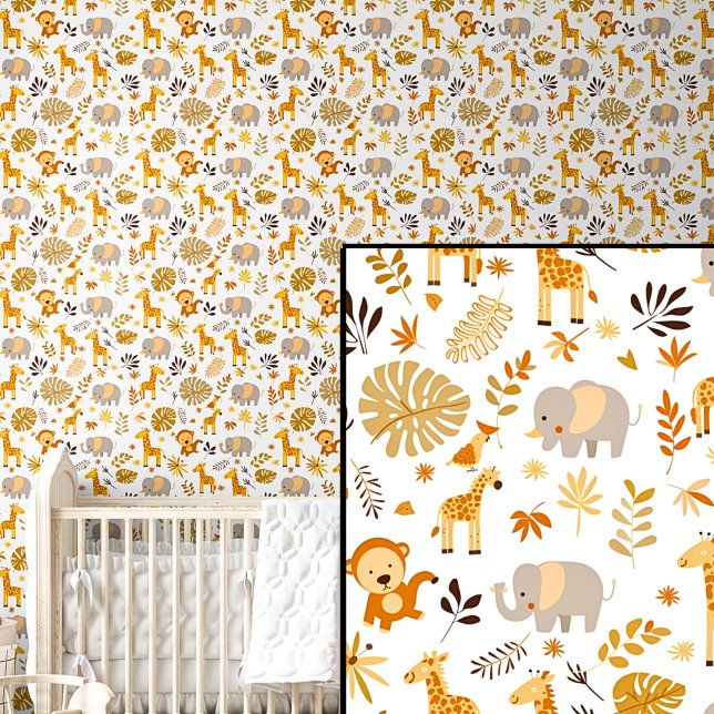 Schattigee Safari Dieren Sinaasappel Bruine Olifan Behang (Creator heeft geüpload)