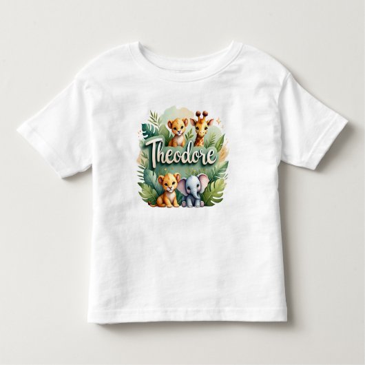 Schattigee Safari Dieren Theodore Kinder T-shirt (Voorkant)