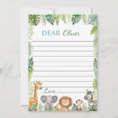 Schattigee Safari Dieren Tijd Capsule Note Bericht Bedankkaart (Voorkant)