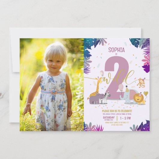 Schattigee Safari Dieren Twee Wilde Meisjes Foto V Kaart (Voorkant)