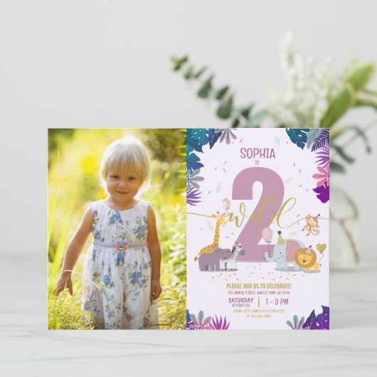 Schattigee Safari Dieren Twee Wilde Meisjes Foto V Kaart (Staand voorkant)