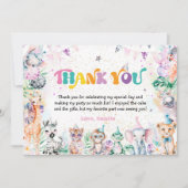 Schattigee Safari Dieren Verjaardagsfeestje Dank j Bedankkaart (Voorkant)