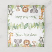 Schattigee Safari Dieren Verjaardagsfeestplaatskaa Plaatskaartje (Buitenkant ongevouwen)