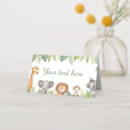 Schattigee Safari Dieren Verjaardagsfeestplaatskaa Plaatskaartje (Achterkant)