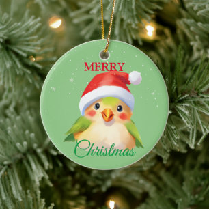 Schattigee Safari dierenvogel Santa Kerstkostuum Keramisch Ornament