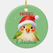 Schattigee Safari dierenvogel Santa Kerstkostuum Keramisch Ornament (Achterkant)