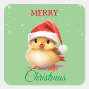 Schattigee Safari dierenvogel Santa Kerstkostuum Vierkante Sticker