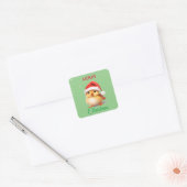 Schattigee Safari dierenvogel Santa Kerstkostuum Vierkante Sticker (Envelop)