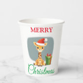 Schattigee Safari dierlijke Giraffe Kerstmis kostu Papieren Bekers (Voorkant)