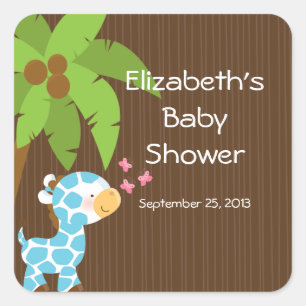 Schattigee Safari Giraffe Boy Baby shower Stickers