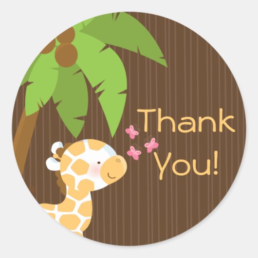 Schattigee Safari Giraffe Neutral Baby shower Stic Ronde Sticker (Voorkant)