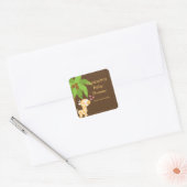 Schattigee Safari Giraffe Neutral Baby shower Stic Vierkante Sticker (Envelop)