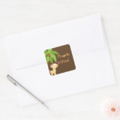 Schattigee Safari Giraffe Neutral Baby shower Stic Vierkante Sticker (Envelop)