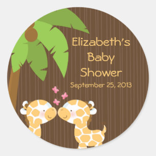 Schattigee Safari Giraffes Meerdere Baby shower St Ronde Sticker
