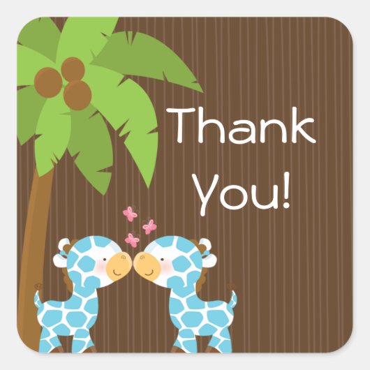 Schattigee Safari Giraffes Meerdere Baby shower St Vierkante Sticker (Voorkant)