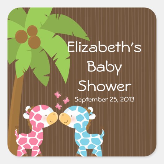 Schattigee Safari Giraffes Meerdere Baby shower St Vierkante Sticker (Voorkant)