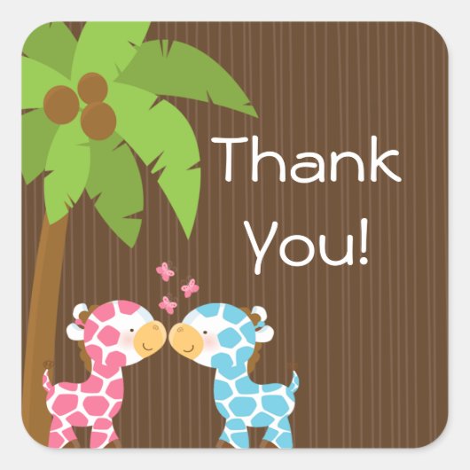 Schattigee Safari Giraffes Meerdere Baby shower St Vierkante Sticker (Voorkant)