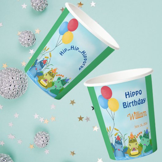 Schattigee Safari Hippo Verjaardag Papieren Bekers