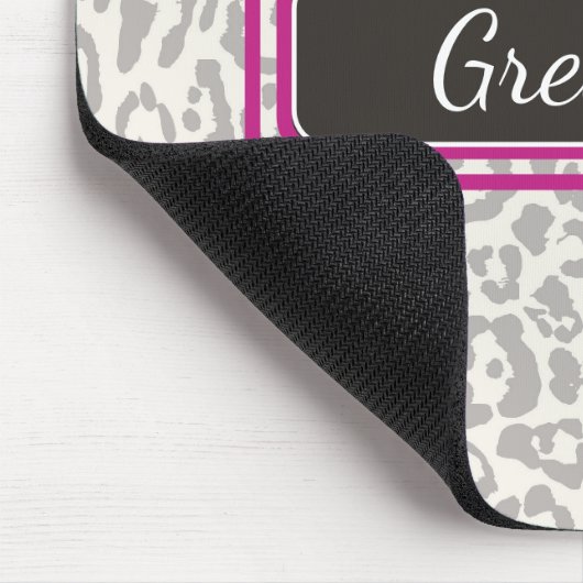 Schattigee Safari Leopard Print Grijs en Wit Mouse Muismat (Hoek)