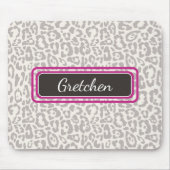 Schattigee Safari Leopard Print Grijs en Wit Mouse Muismat (Voorkant)