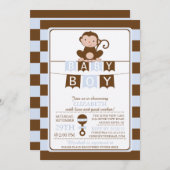 Schattigee Safari Monkey Boys Baby shower Uitnodig Kaart (Voorkant / Achterkant)
