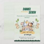 Schattigee Safari Oerwoud Animal Verjaardag Uitnod Kaart (Voorkant / Achterkant)