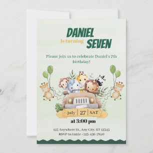 Schattigee Safari Oerwoud Animal Verjaardag Uitnod Kaart