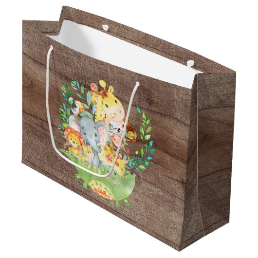 Schattigee Safari Oerwoud Dieren Baby shower Gift  Groot Cadeauzakje (Voorkant Gekanteld)