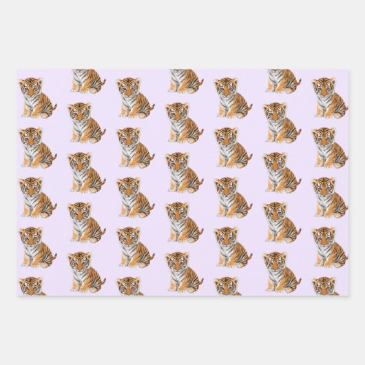 Schattigee Safari Oerwoud Dieren Olifant Tijger Gi Inpakpapier Vel (Voorkant 2)