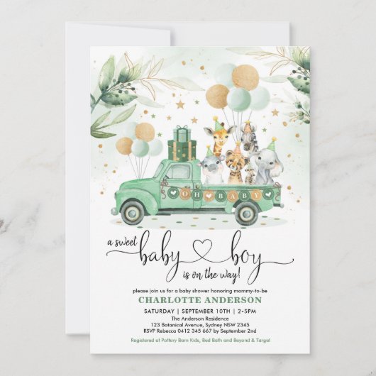 Schattigee Safari Oerwoud Greenery Wilde Dieren Ba Kaart (Voorkant)