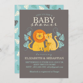 Schattigee Safari Oerwoud Lion Baby shower Uitnodi Kaart