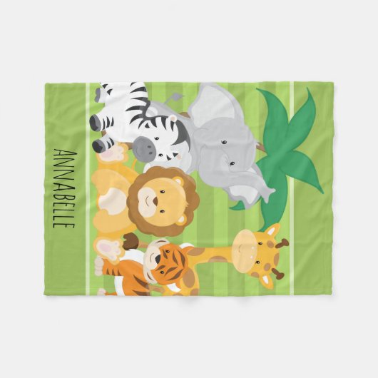 Schattigee Safari Oerwoud Lion Zebra Tiger Giraffe Fleece Deken (Voorkant (Horizontaal))