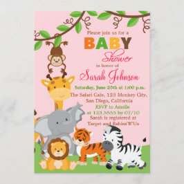 Schattigee Safari Oerwoud Meisje Baby shower Uitno Kaart
