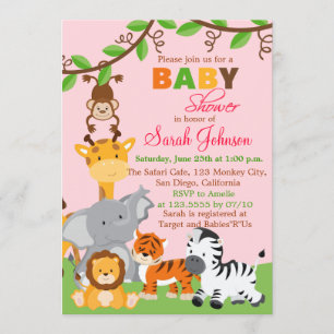 Schattigee Safari Oerwoud Meisje Baby shower Uitno Kaart