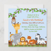 Schattigee Safari Oerwoud Verjaardagsfeestuitnodig Kaart (Voorkant)