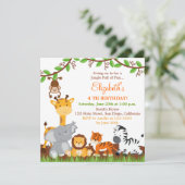 Schattigee Safari Oerwoud Verjaardagsfeestuitnodig Kaart (Staand voorkant)