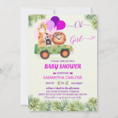 Schattigee Safari Oerwoud Zoo meisje Baby shower Kaart (Voorkant)