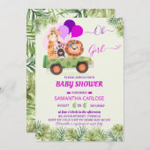 Schattigee Safari Oerwoud Zoo meisje Baby shower Kaart (Voorkant / Achterkant)