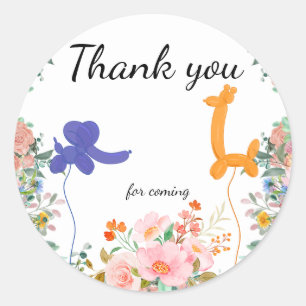 Schattigee safari olifant giraffe ballon floral pa ronde sticker