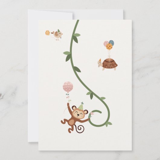 Schattigee Safari Party Animals Kids Verjaardagsui Kaart (Achterkant)