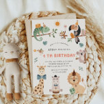 Schattigee Safari Party Animals Kids Verjaardagsui Kaart<br><div class="desc">Ons "Schattige Safari Animals" collectie voor uw natuur thema kinderverjaardagsfeestje met zeer schattige safari dierenillustraties gecombineerd met mooie typografie. Kijk in onze winkel voor meer objecten van dit collectie.</div>