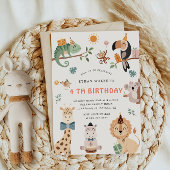 Schattigee Safari Party Animals Kids Verjaardagsui Kaart