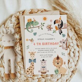 Schattigee Safari Party Animals Kids Verjaardagsui Kaart