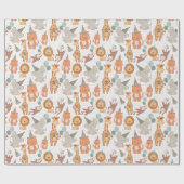 Schattigee Safari Party Dieren Cadeaupapier (Vlak)